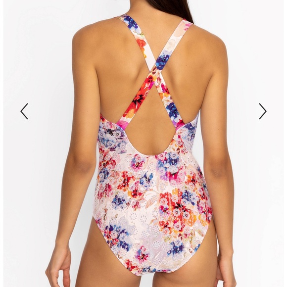 Johnny Was S Summer Days Eyelet cross back one piece swimsuit - Picture 1 of 4